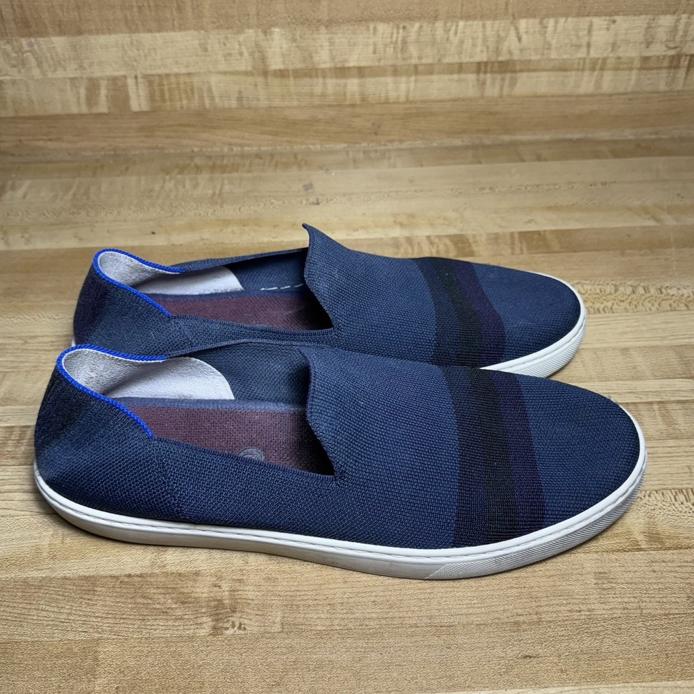 Rothy's Night Stripe The Original Slip On Shoes Size 12.5 Casual Sneaker Blue